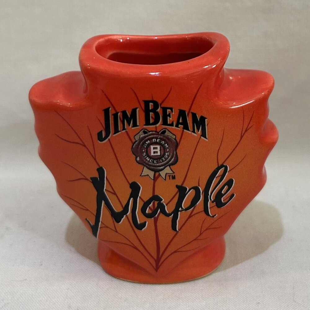 Jim Bean Maple Orange Maple Leave Shaped Ceramic Shot Glass